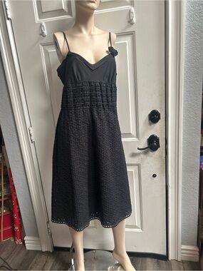 Max Studio Special Edition Black Sleeveless Midi Dress with Eyelet fabric Sz M